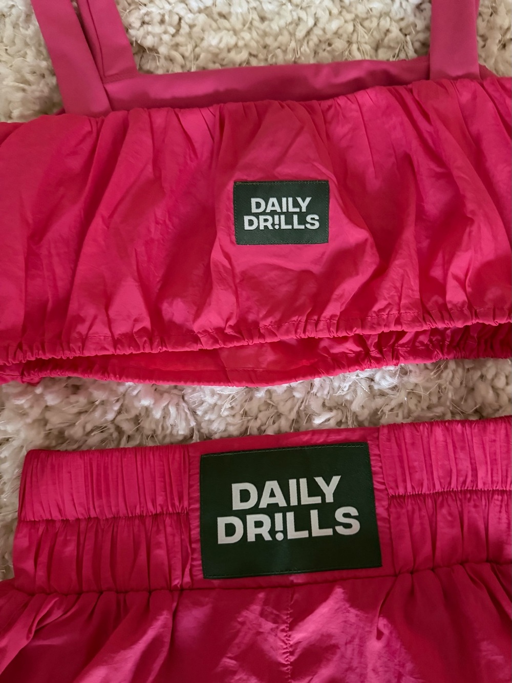 Daily Drills Bright Pink Shorts and Crop Top Set - Picture 3 of 5
